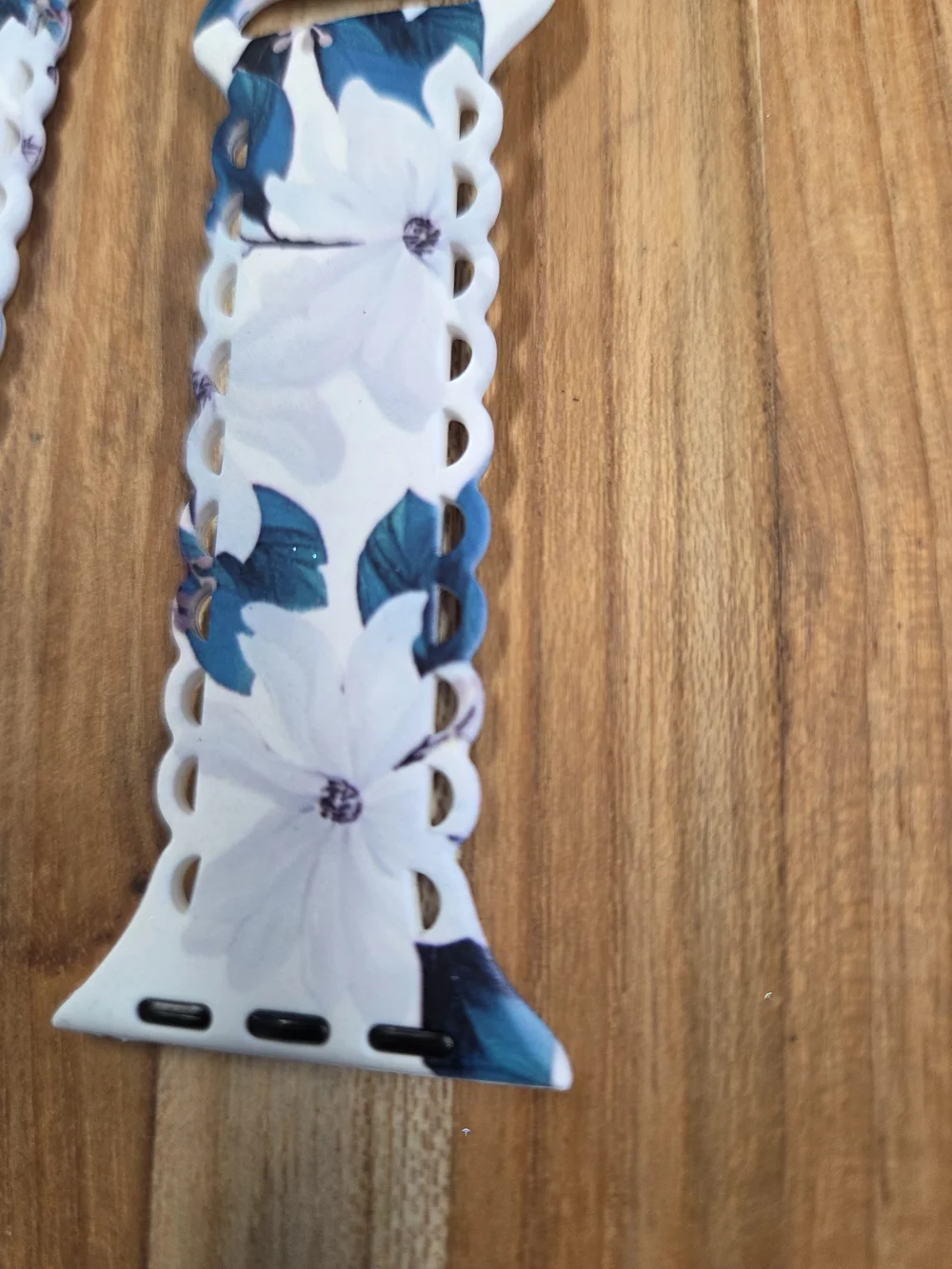 Floral Lace Silicone Watch Band for Women - White & Blue For Apple Watch